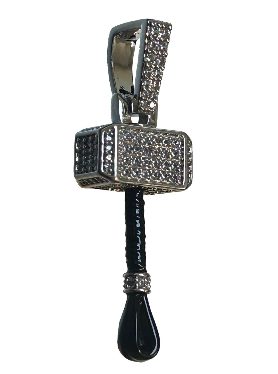 GLD The Mighty Thor Hammer 14k White Gold Plated Necklace Pendant Marvel New