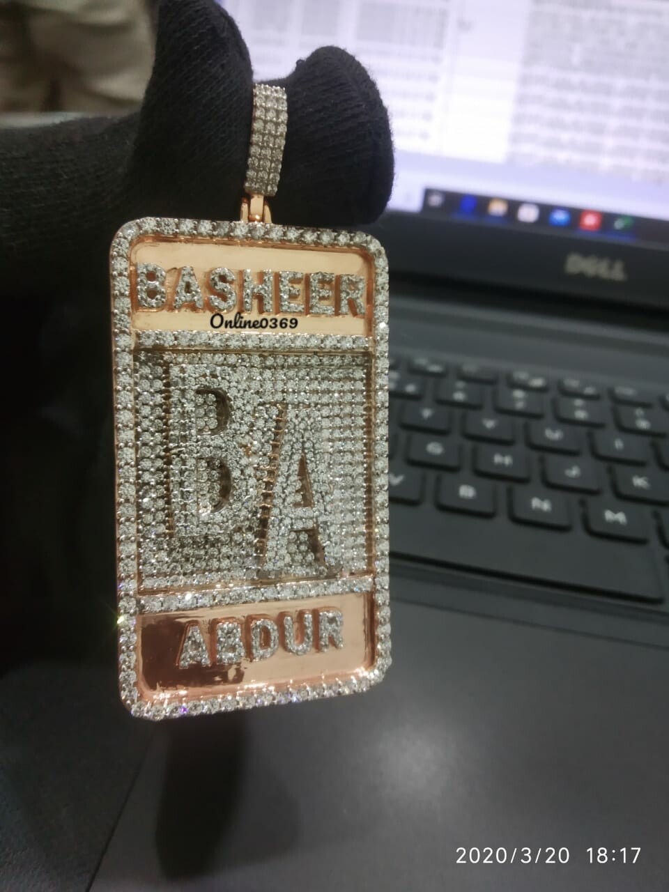 3.2 ct RD Simulated Diamond mens Customized Dog Tag Name Pendant 925 Silver