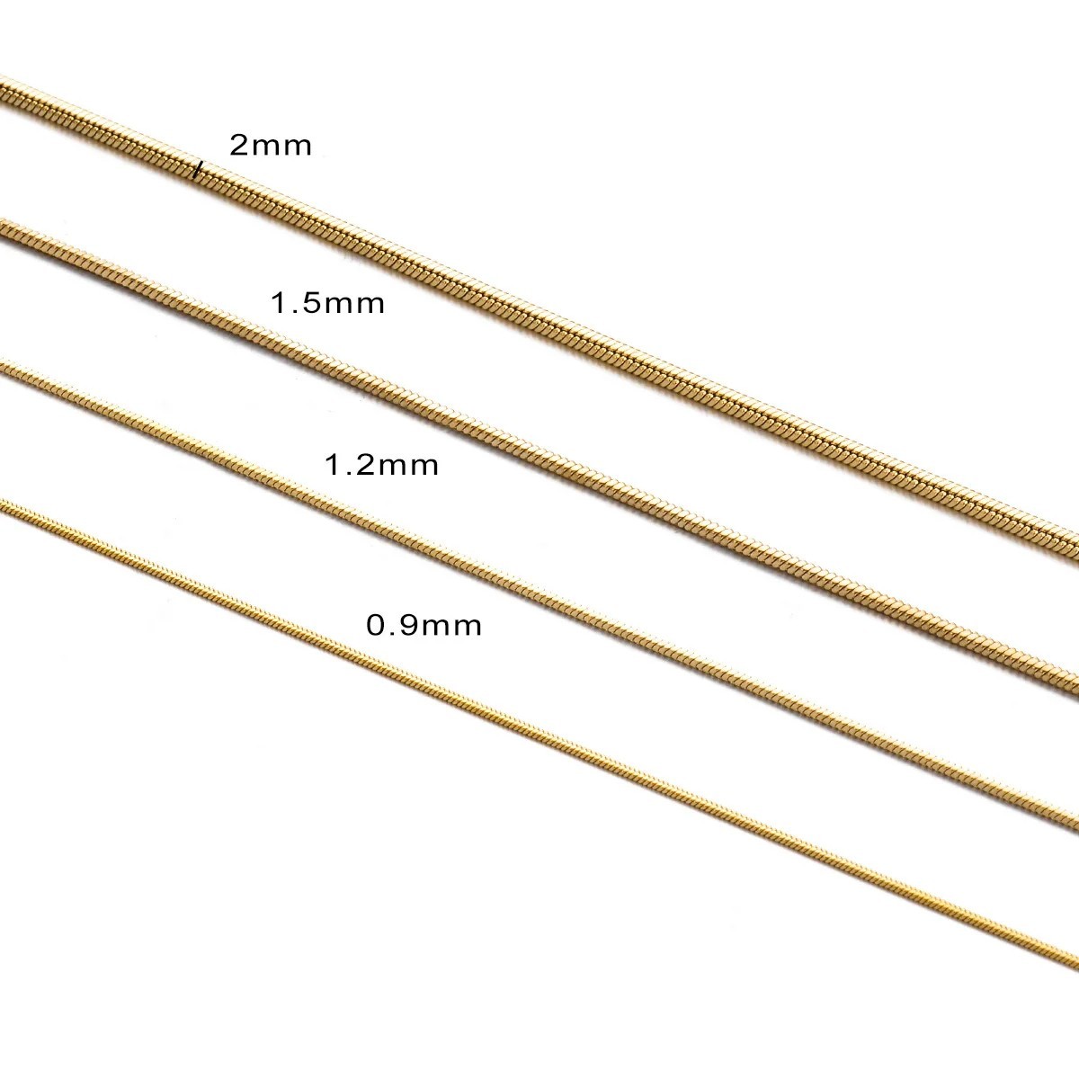 Stainless Steel Necklace 0.9-2mm Square Snake Chain Waterproof 45-55cm Jewelry