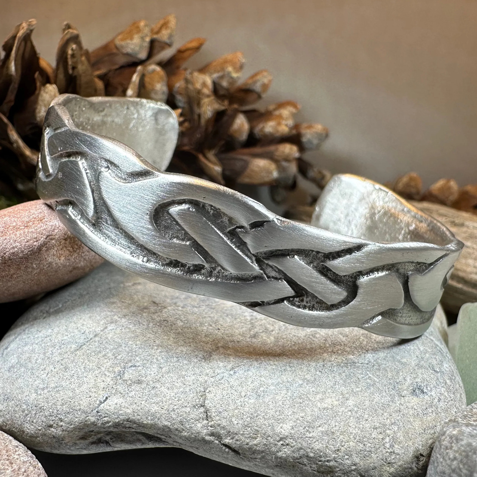 Celtic Cuff Bracelet Irish Scottish Mens Womens Pagan Gift PEWTER