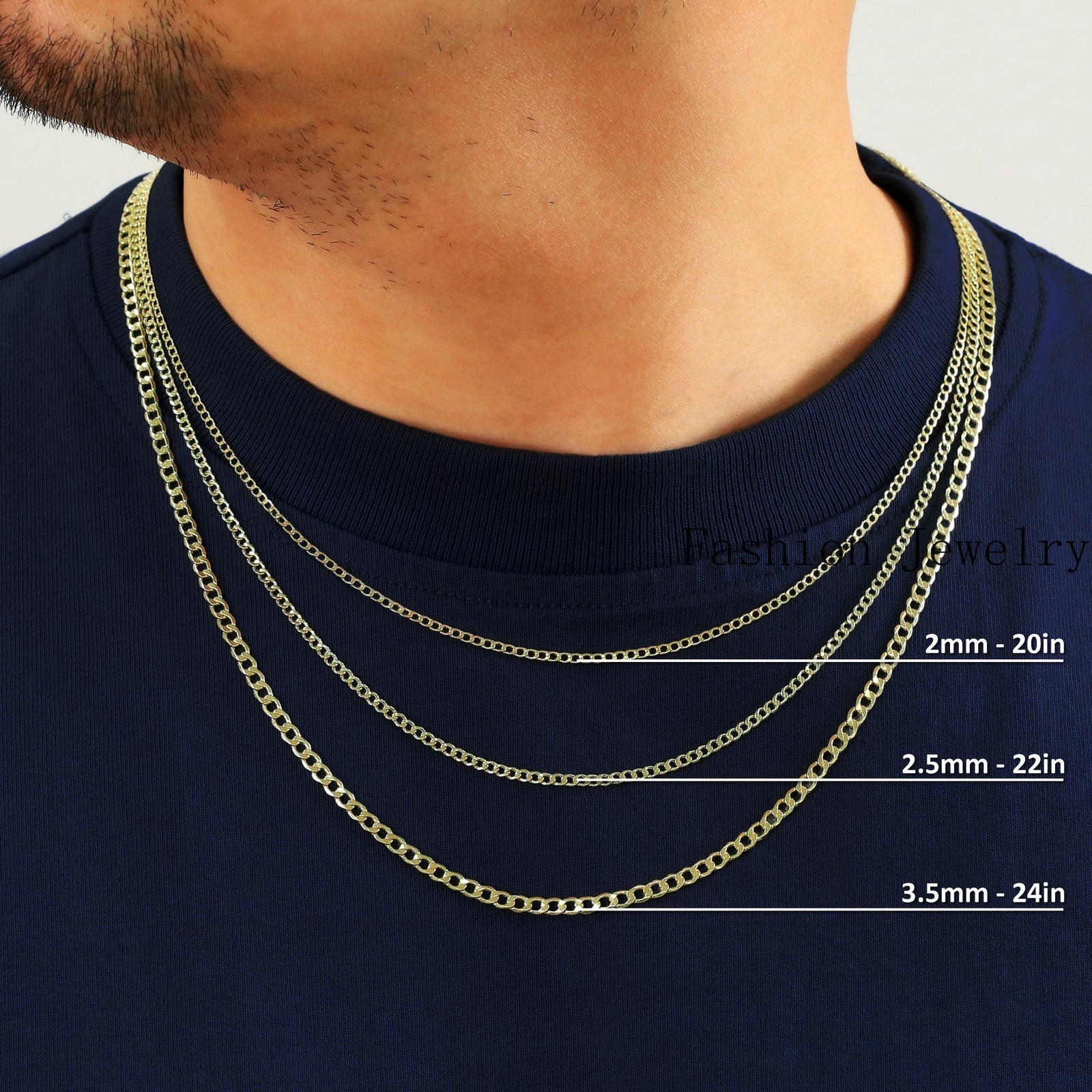 14K Yellow Gold 2mm-7.5mm Curb Cuban Chain Link Pendant Necklace Bracelet 7″-30″