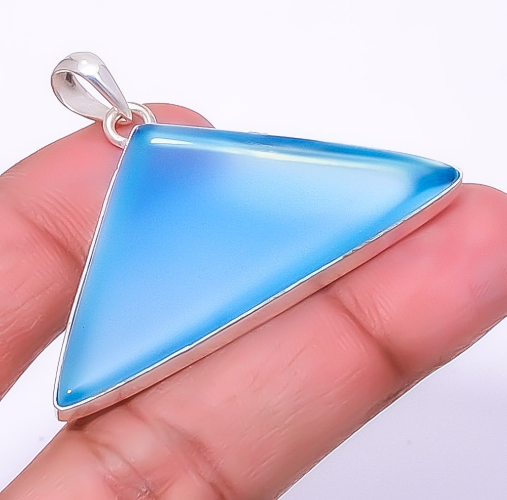 Chalcedony – Brazil Handmade Silver Plated Pendant 1.40″ P1425-60