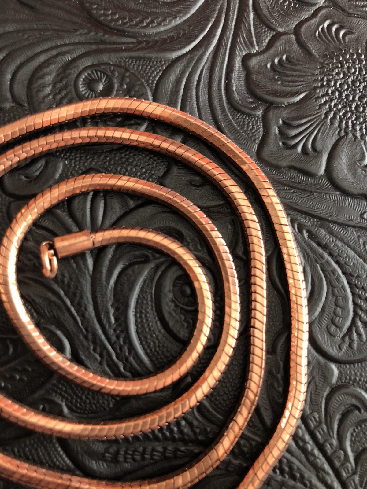 Copper Snake Rope Chain 23” Necklace Lobster Clasp, Wear In Good Health