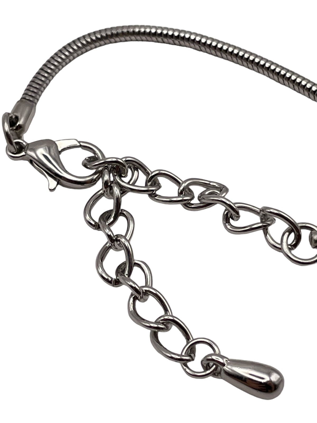 Open Heart Shiny Silver Tone Link Collar Necklace Adjustable Modern Contemporary