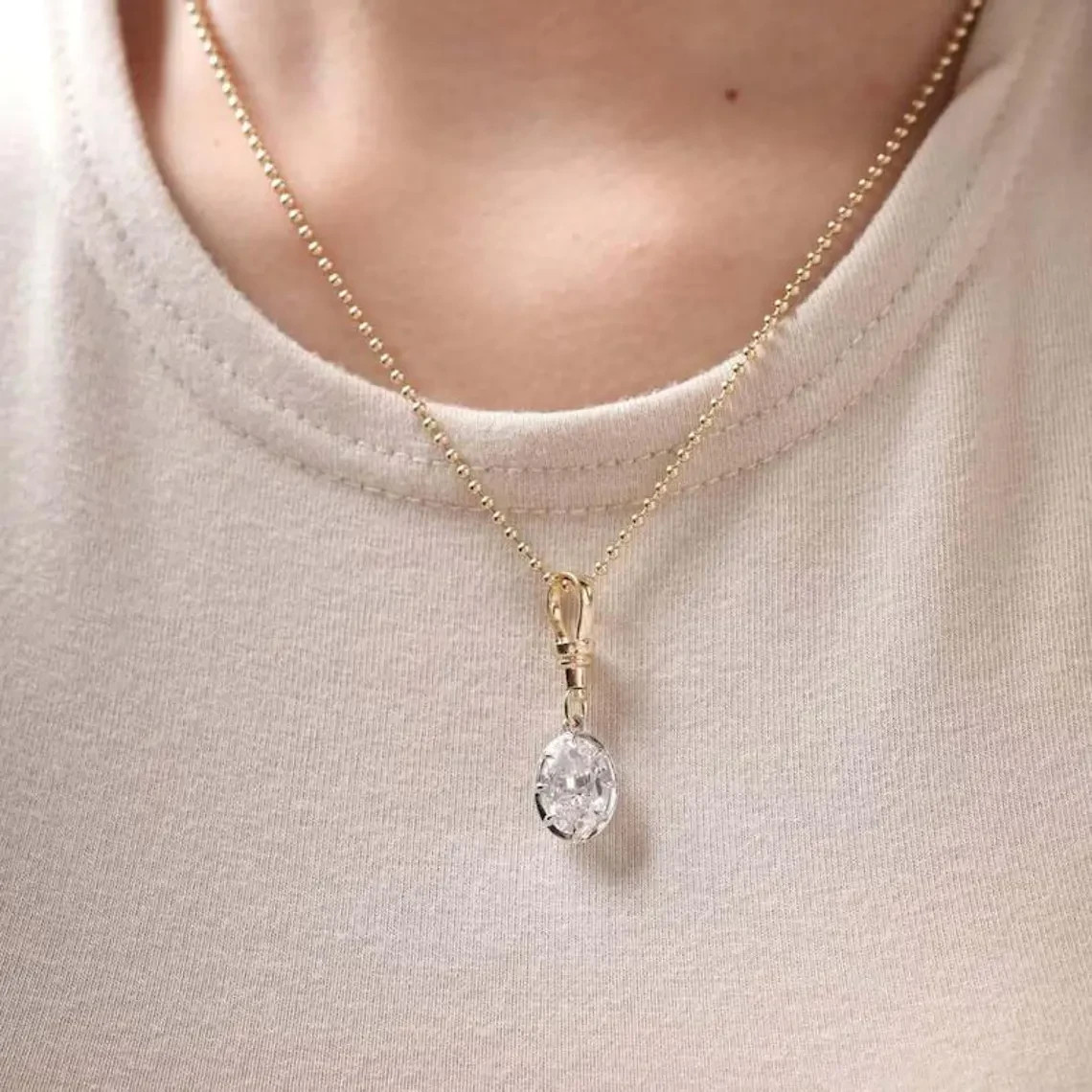 2.50 Ct Lab Grown Diamond Oval Cut 925 Sterling Silver Pendant Gift For Her