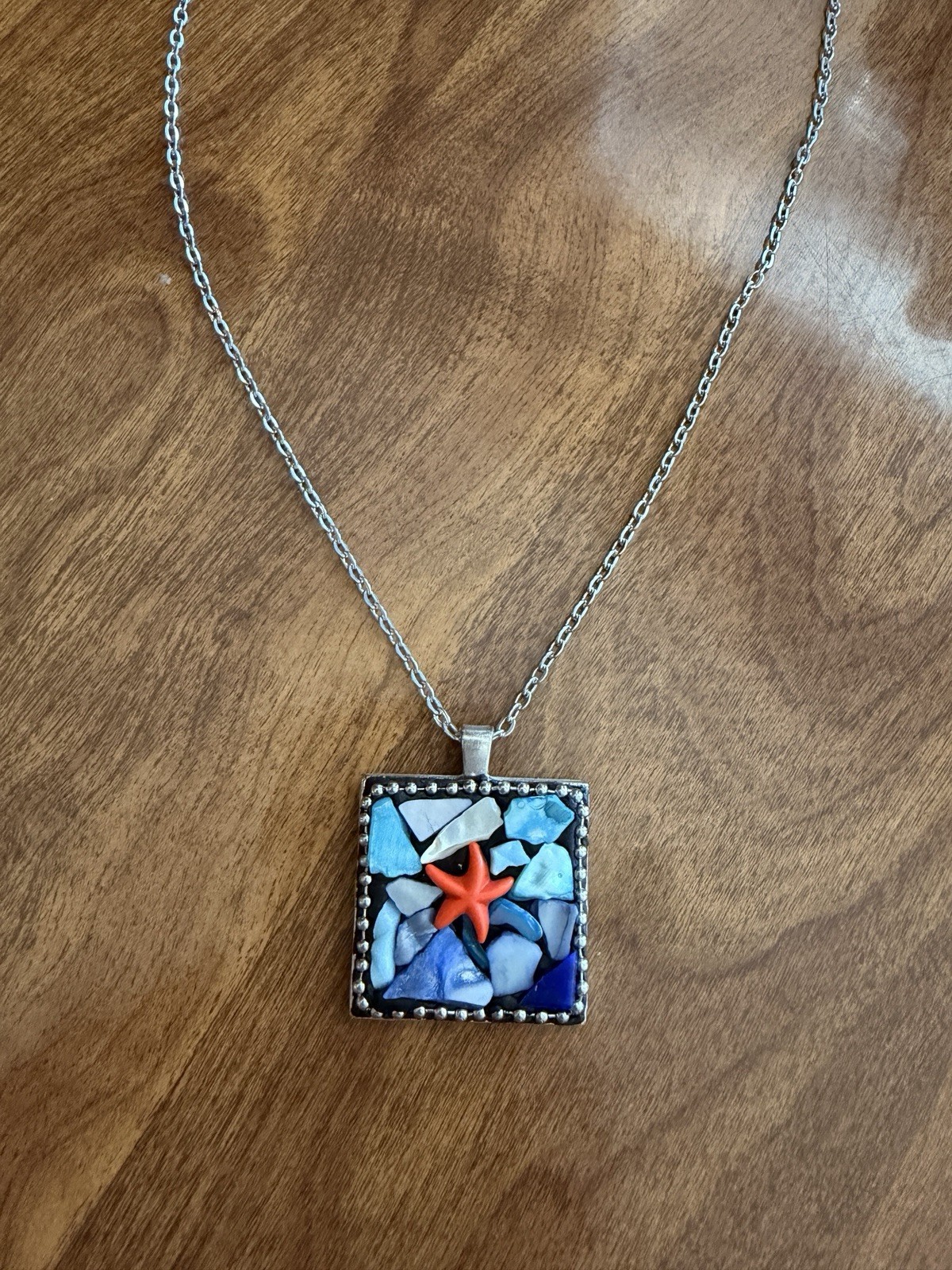Mosaic Starfish Necklace One of a Kind Beach Jewelry