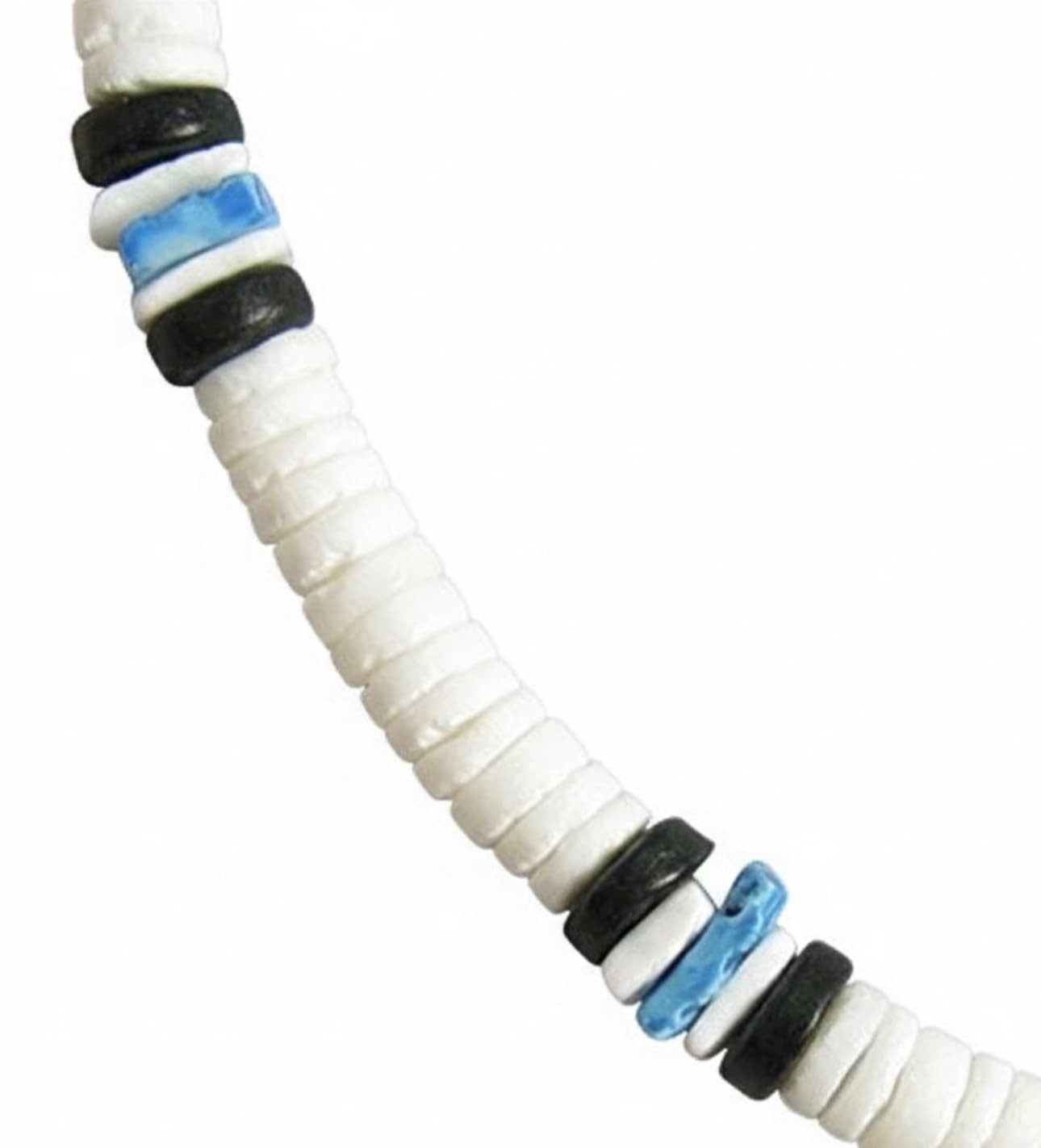 Adult Unisex Puka Shell Necklace White Clam Heishi Hawaiian Surfer Beach Neck…
