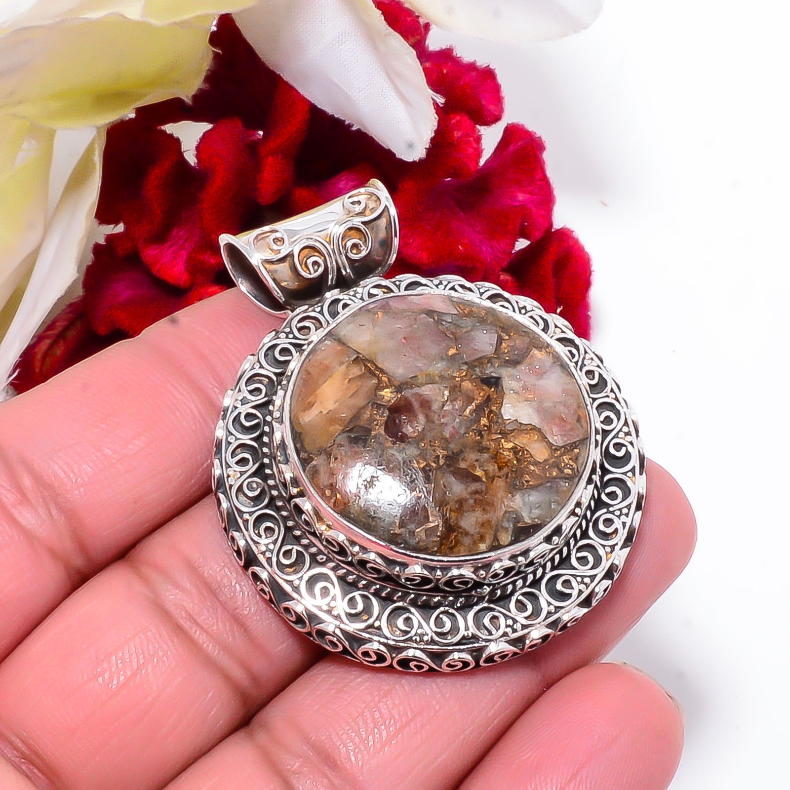 Copper Aquamarine Fine Art 925 Sterling Silver Pendant 1.95 Sk24, Christmas Gift