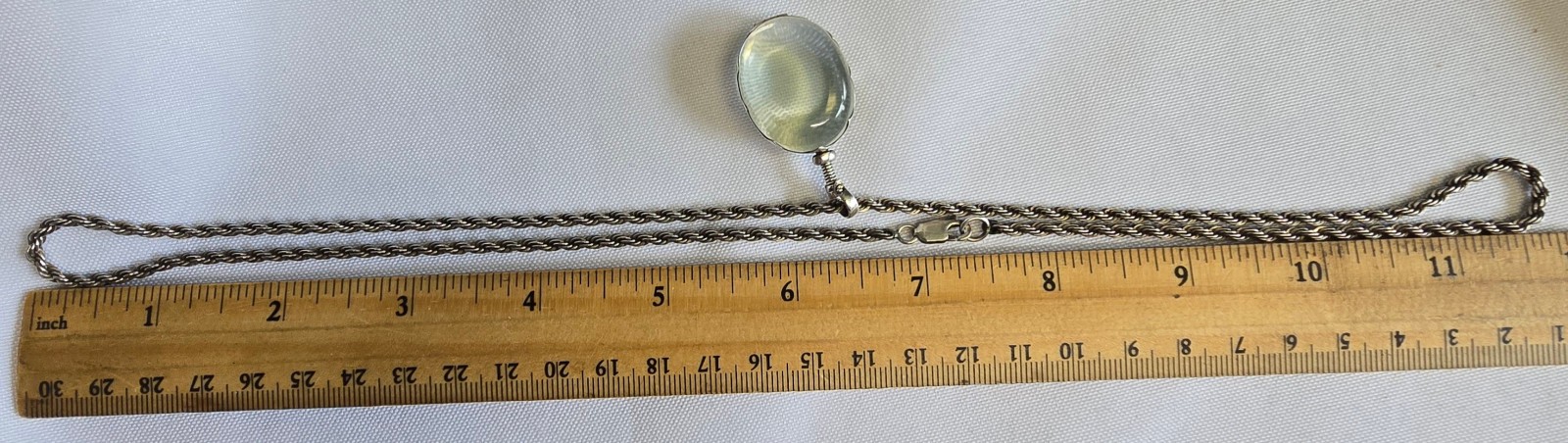 Sterling Silver Glass Locket Necklace 31.14g Fine Jewelry 24″ Rope Chain *READ*