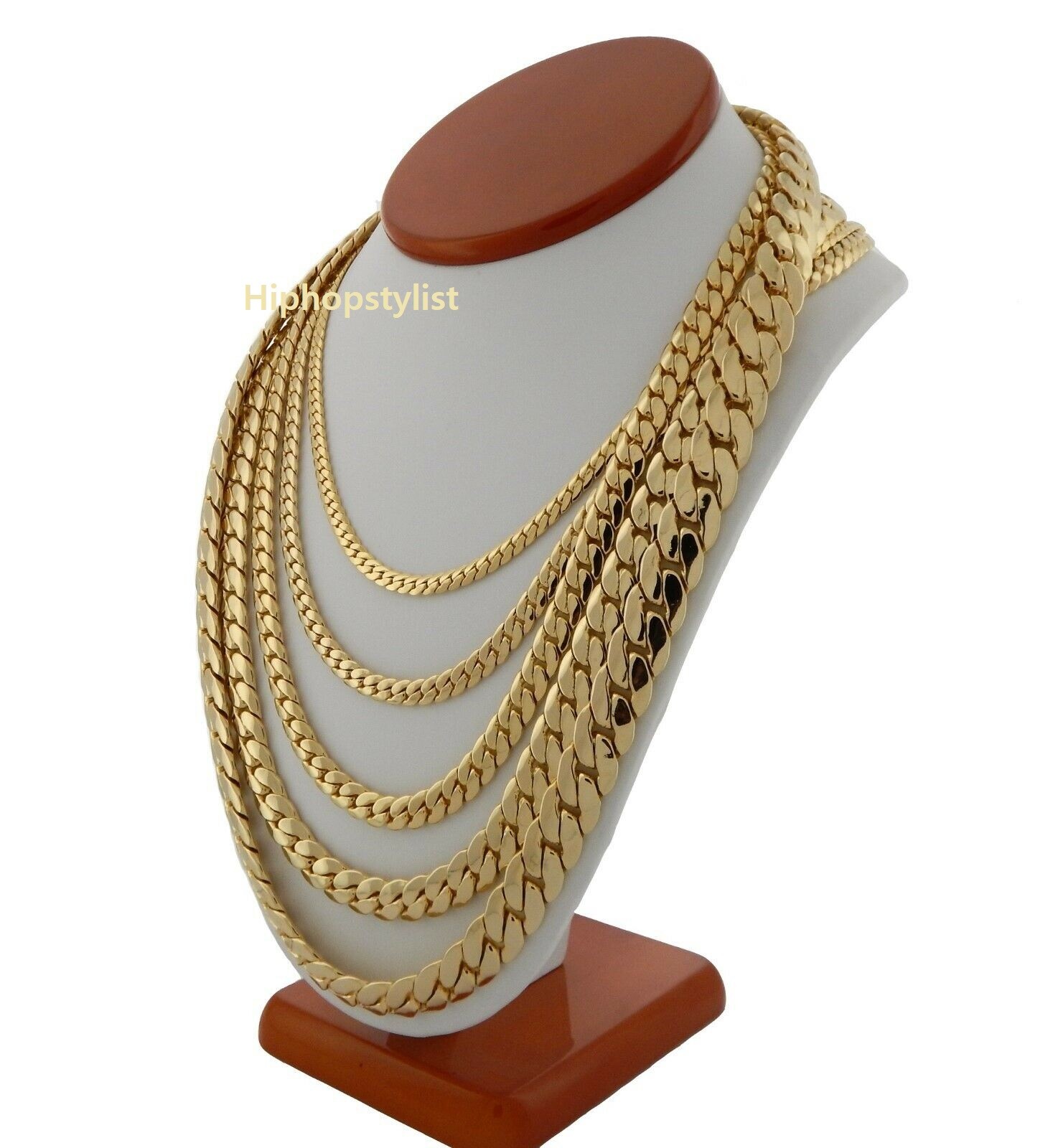 Miami Cuban link Chain Bracelet 5mm 12mm 8″ 20″ 22″ 24″ 26″ 30″ 14k Gold Plated