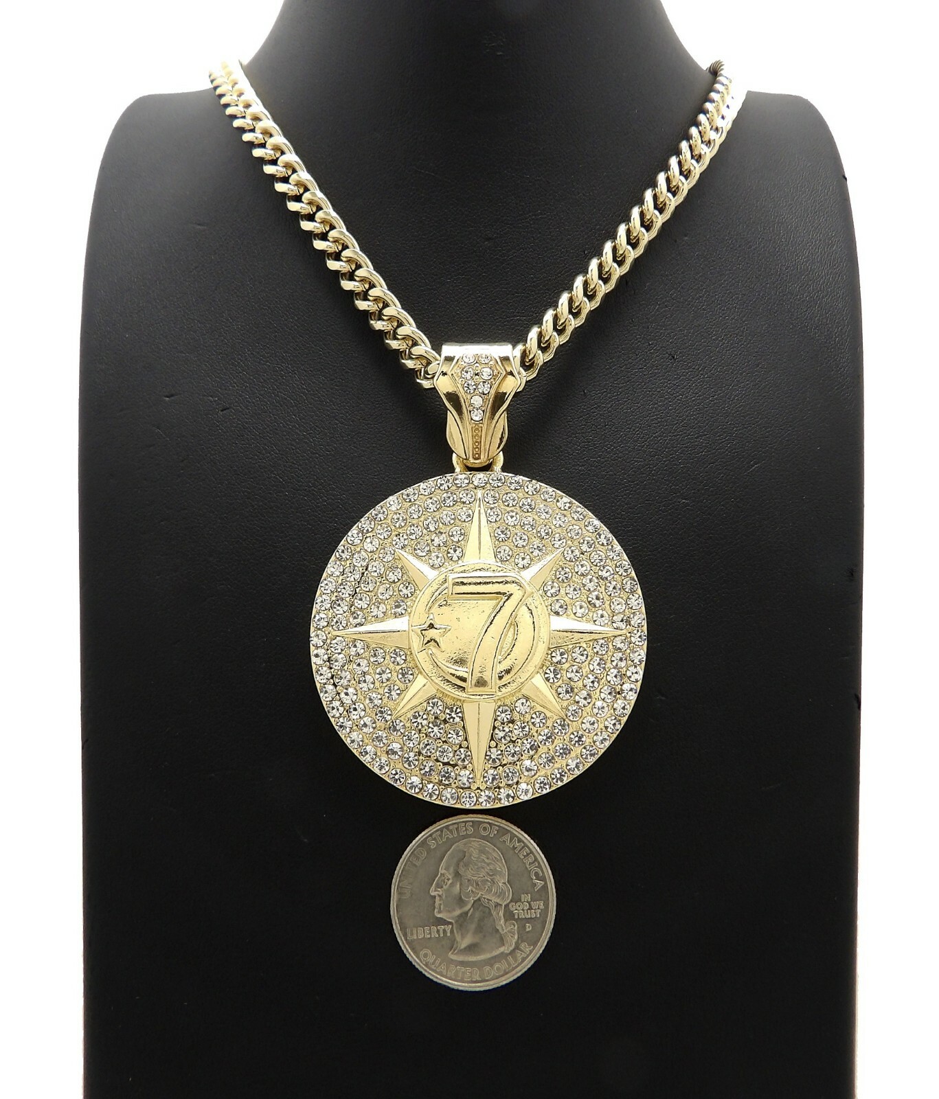 Hip Hop 5 PERCENTER 7 STAR Pendant & Box / Franco / Cuban Chain Bling Necklace