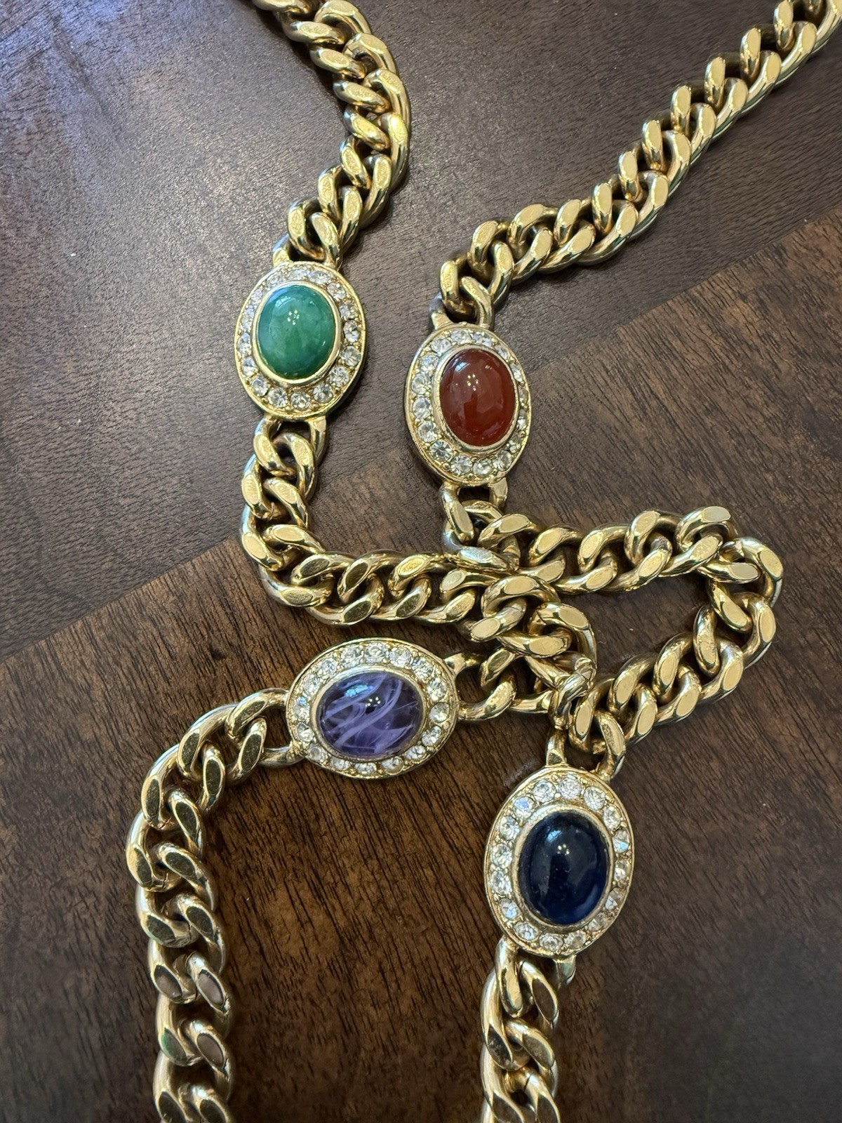 Vintage CINER Gripoix Gold Tone Long Link Necklace in Excellent Cond-Rare Find