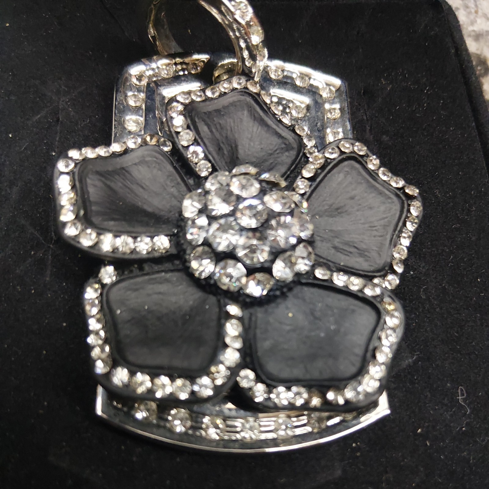 CZ Dog Tag Pendant Mens Womens Bling Charm Silver Tone Metal Pave Bling Gift