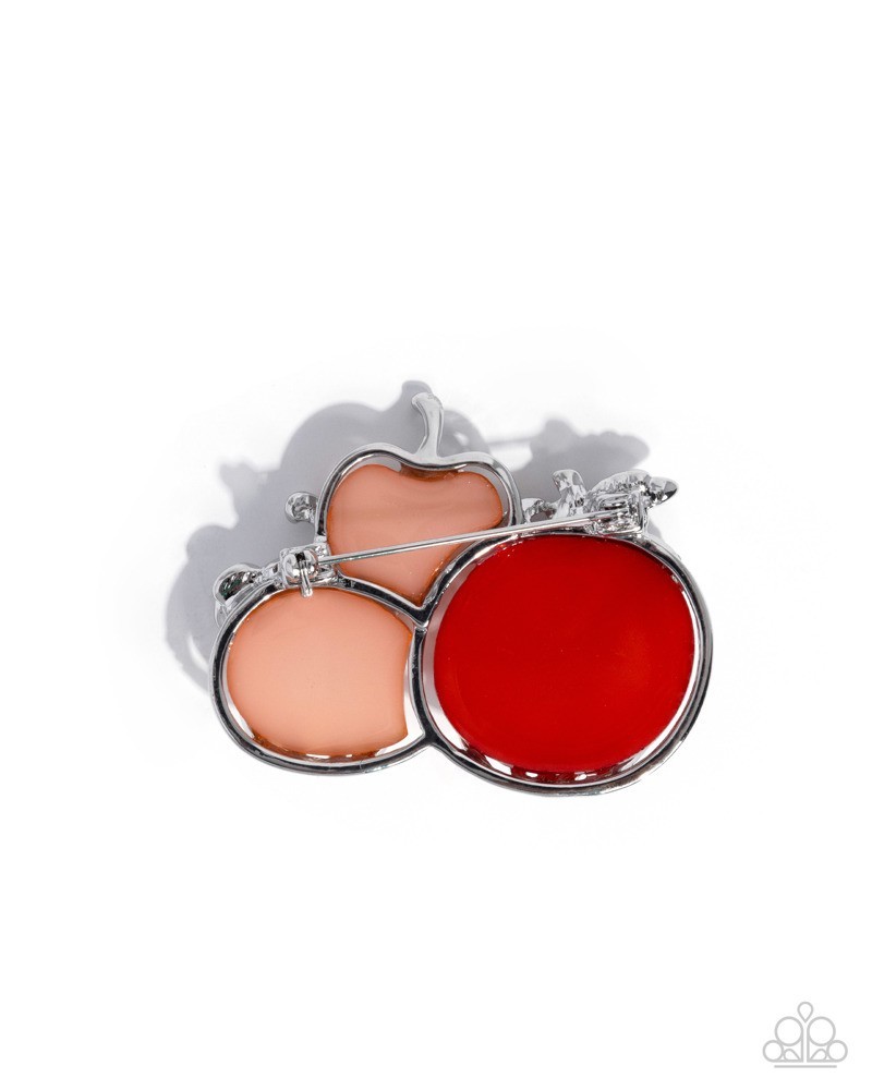 Paparazzi Pumpkin Pattern – White – White Rhinestones -Silver Leaves – Brooch