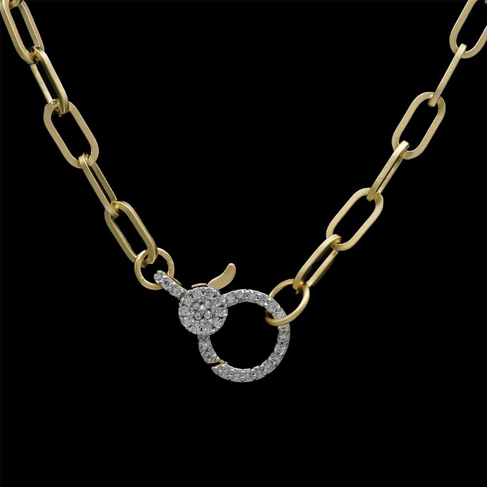 16″ 14kt. Gold-plated Paperclip Chain Necklace with CZ Circle Clasp
