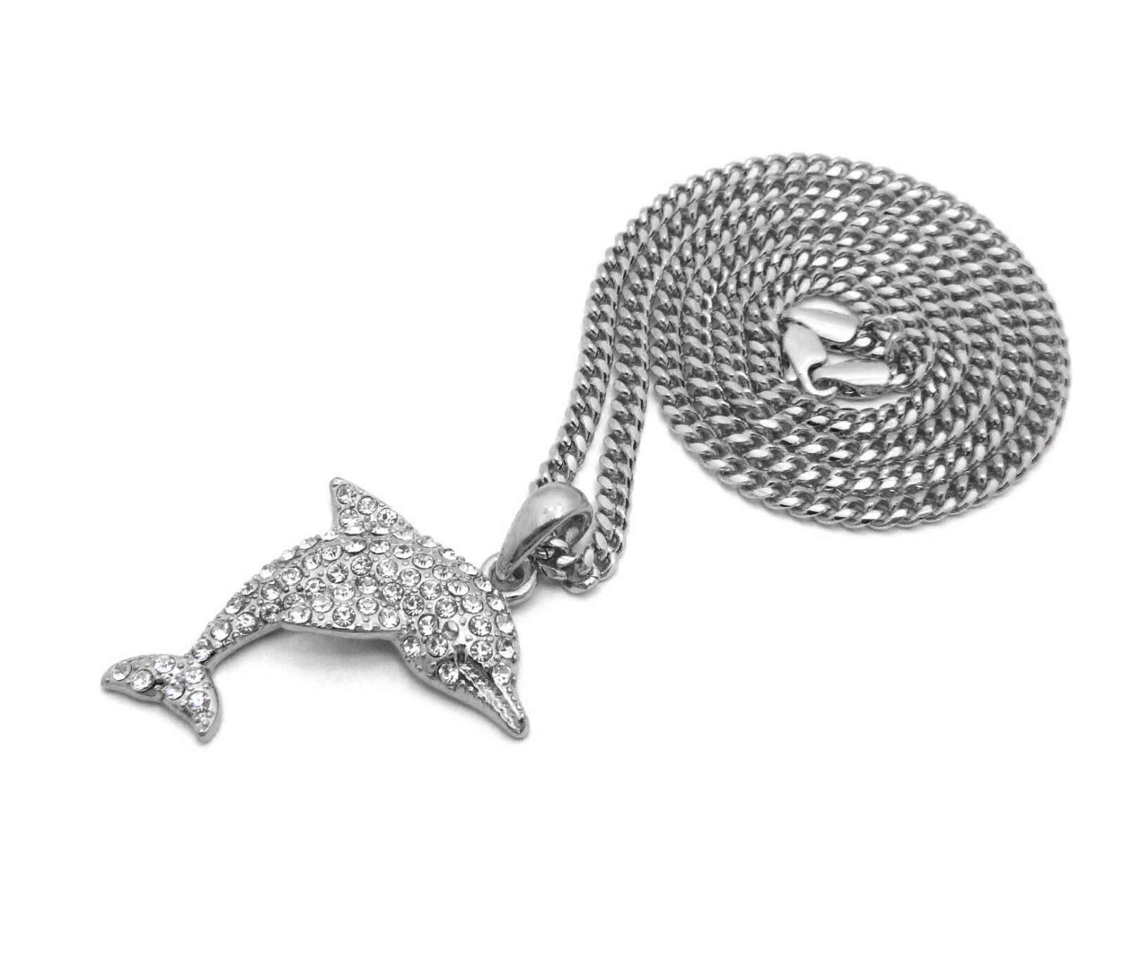 Iced YOUNG DOLPH Dolphin Pendant & 18″ 20″ 24″ Cuban Rope Box Chain Necklace