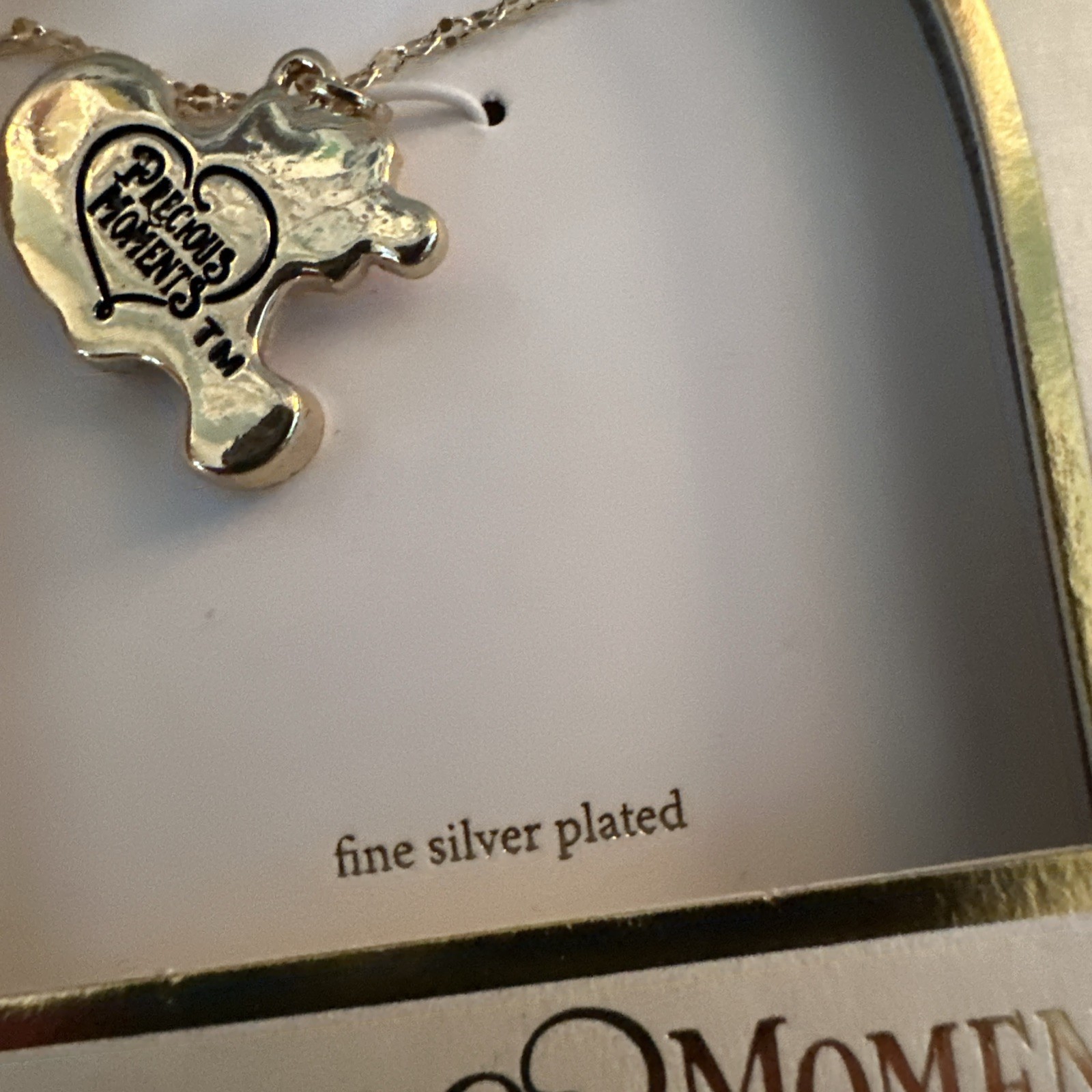 NEW Precious Moments Fine Silver Plated Bear Heart Necklace