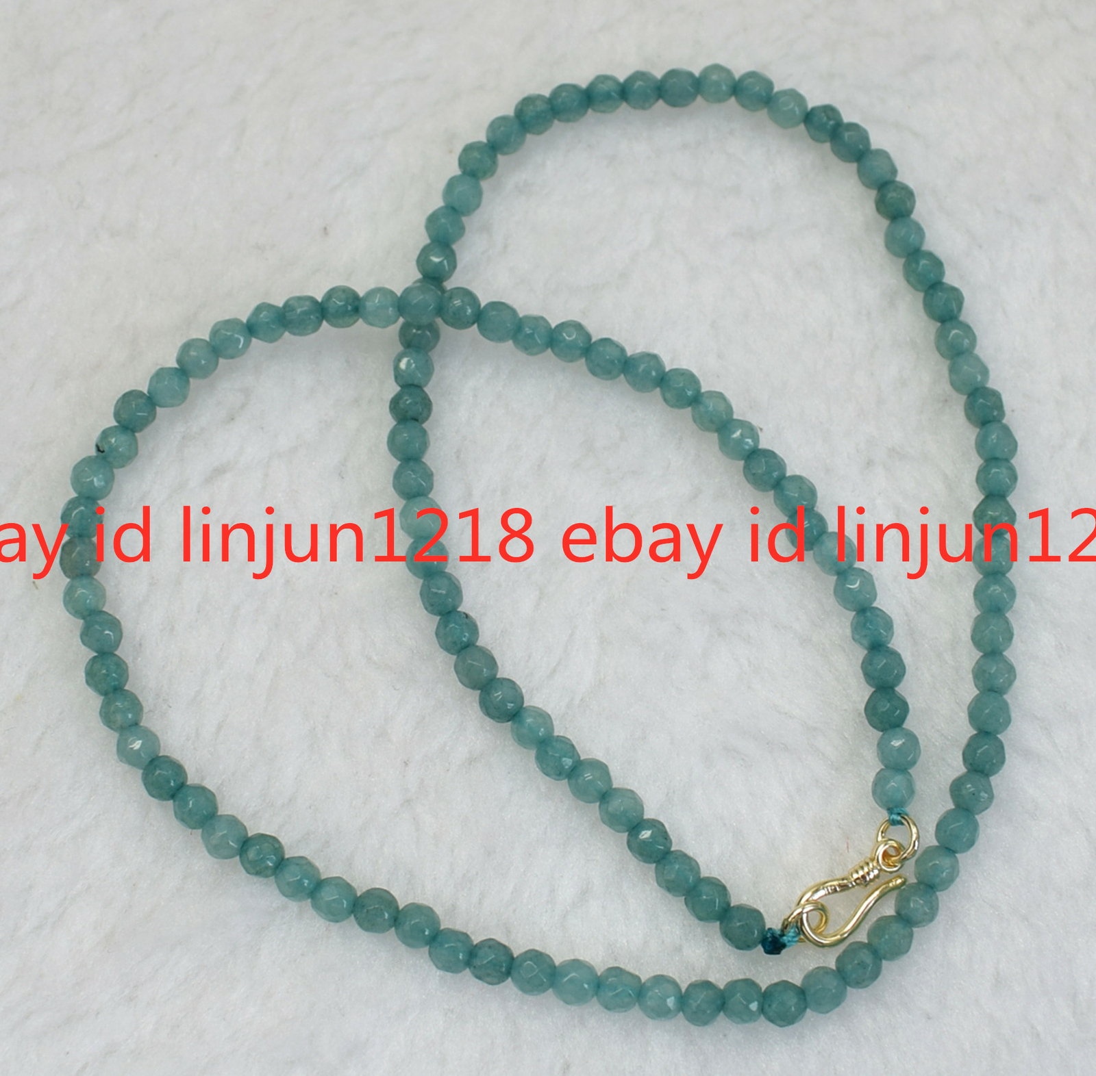 New 4mm Faceted Gray Blue Aquamarine Gemstone Bead Necklace 18”