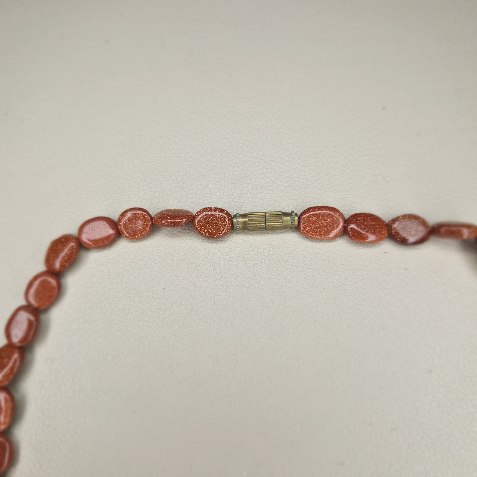 Sandstone Beaded Necklace Oval Beads Vintage Collar Length 46cm Long Orange