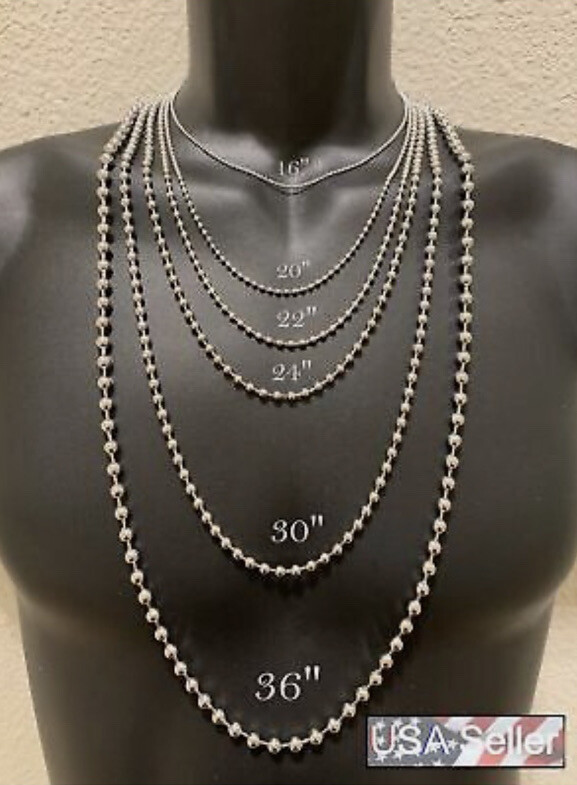 Ball Chain Necklace Stainless Steel 6-40″ Military Dog Tag Army 1.5 / 2.4 /3.2mm