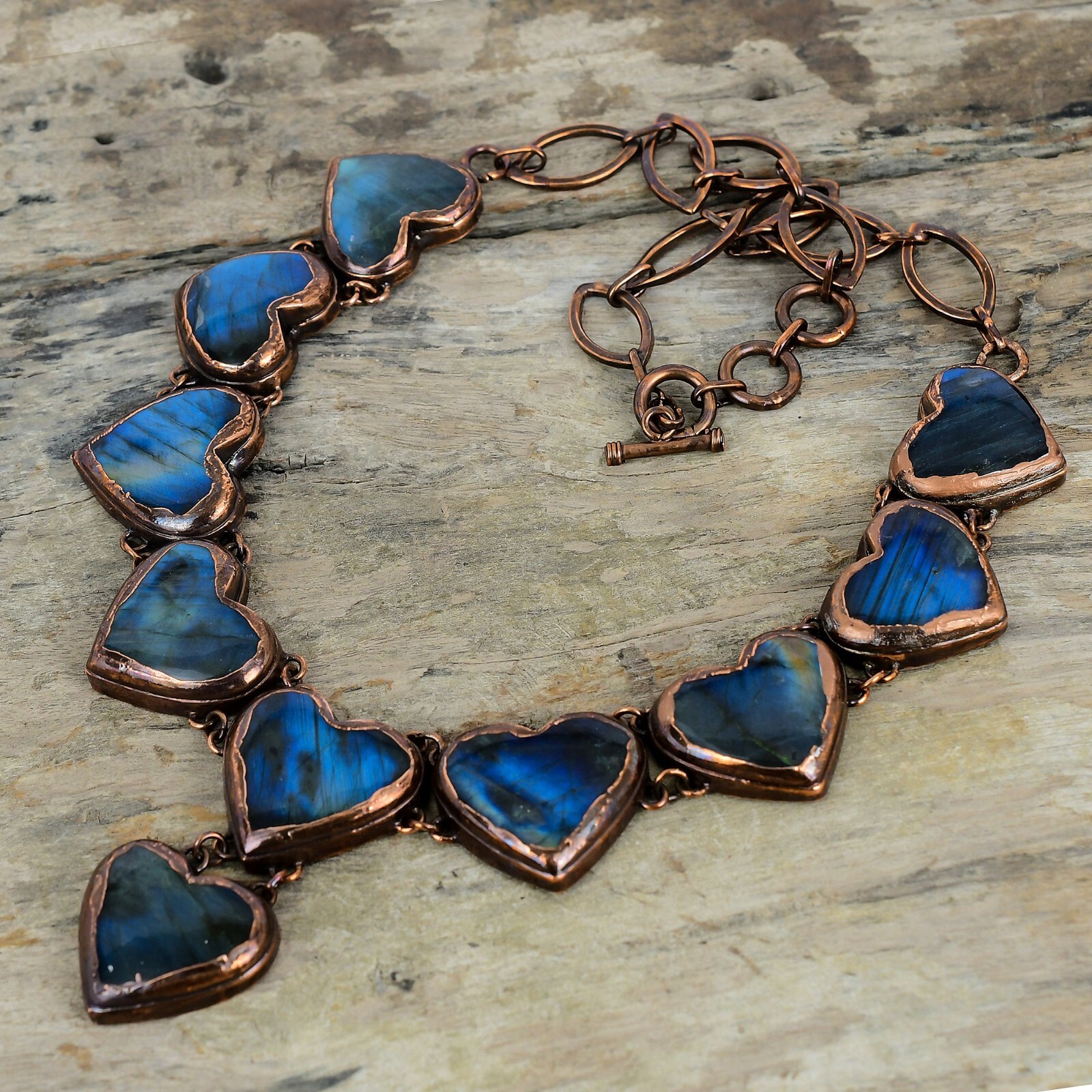 Labradorite Electroformed Adjustable Necklace Handcrafted Copper Holiday 18.0″