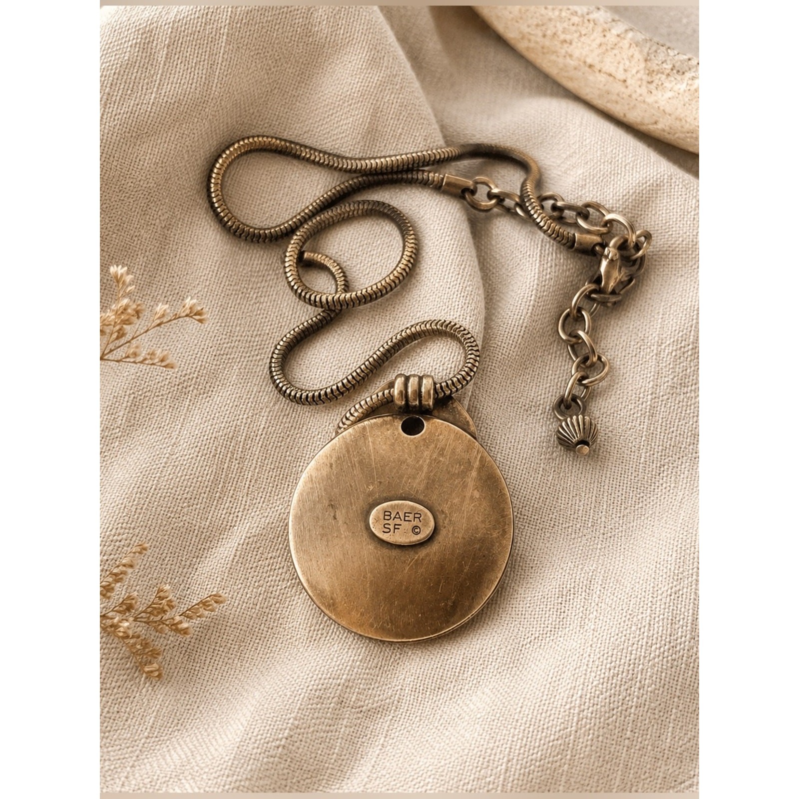 Baer SF Modernist Aged Silver Pendant Necklace |Designer Statement |Wearable Art