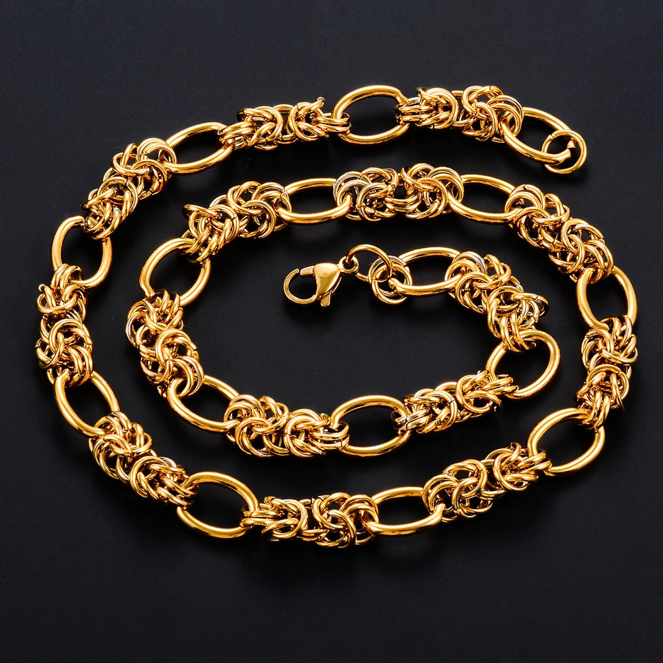 Knot Link Chain Necklace Stainless Steel Bold Thick Statement Women Jewelry