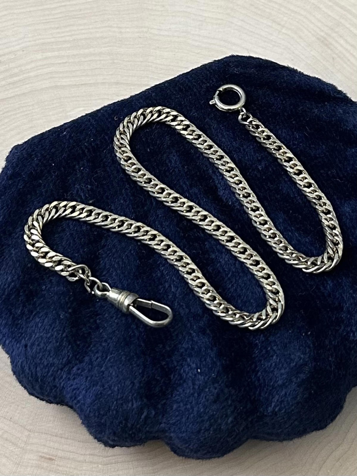 Vintage Midcentury Gold Tone Flat Curb Link Watch Chain Dog Clip Clasp 13″