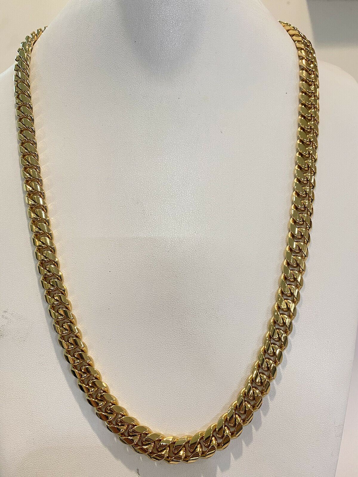 12mm 30″ Men Miami Cuban Link Necklace 14k Gold Plated Stainless Steel Chain