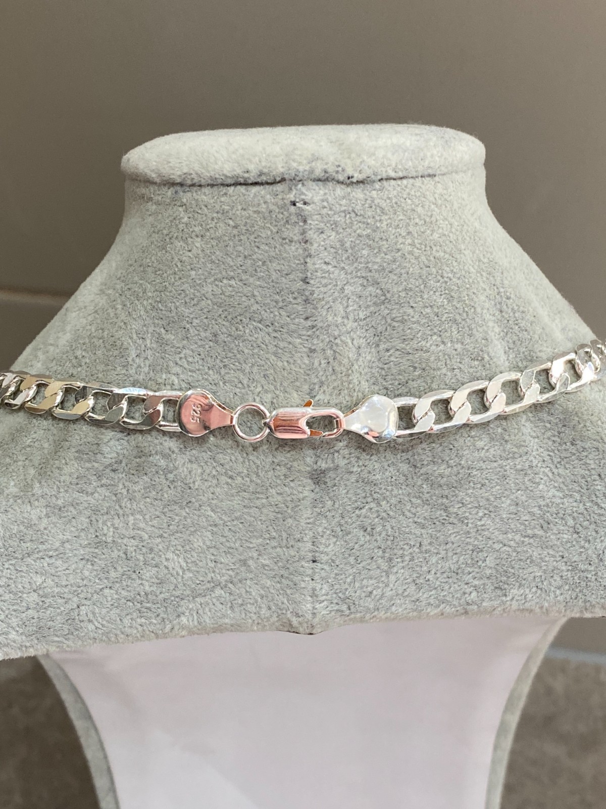 Mens Silver Plated Flat Curb Link Chain Necklace 22″ (55cm) 8mm Thick