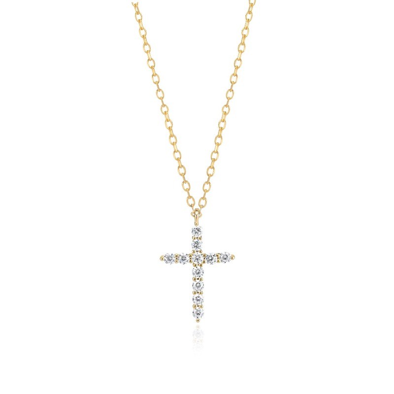 Delicate Cross Pendant Necklace Pave Cubic Zirconia Jewelry Gifts For Her