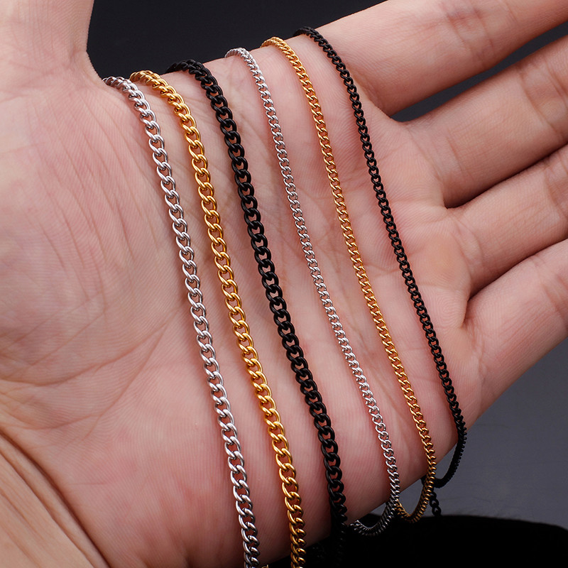 in bulk 5pcs Stainless steel Silver/ gold /black Chain Necklace 1.5mm/2mm 18”