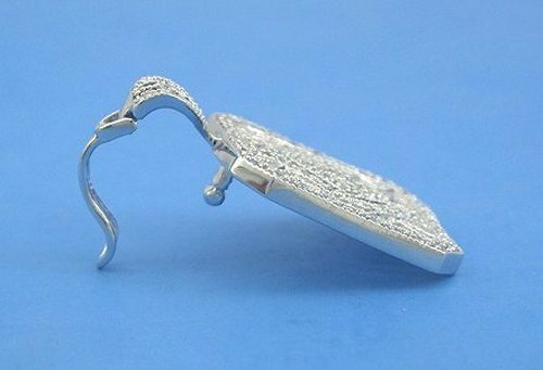 P497 Sterling Silver Latch Bail Rectangular Sparkling Pendant Solid 925