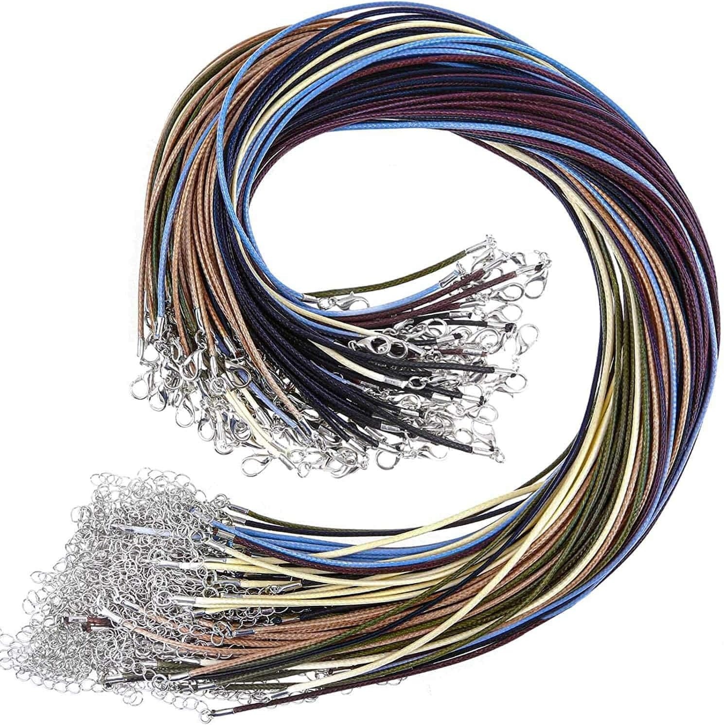 Waxed Cotton Necklace Cord Set – 100 Strings, 18” for Custom Jewelry Creations