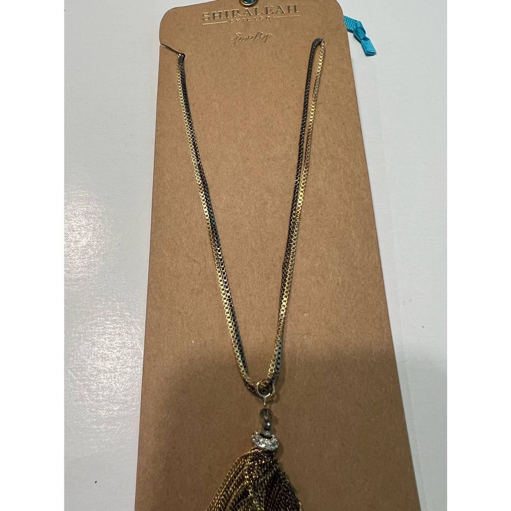ShiraLeah Jewelry Gold Black Tassel Pendant Necklace Fashion Accessories