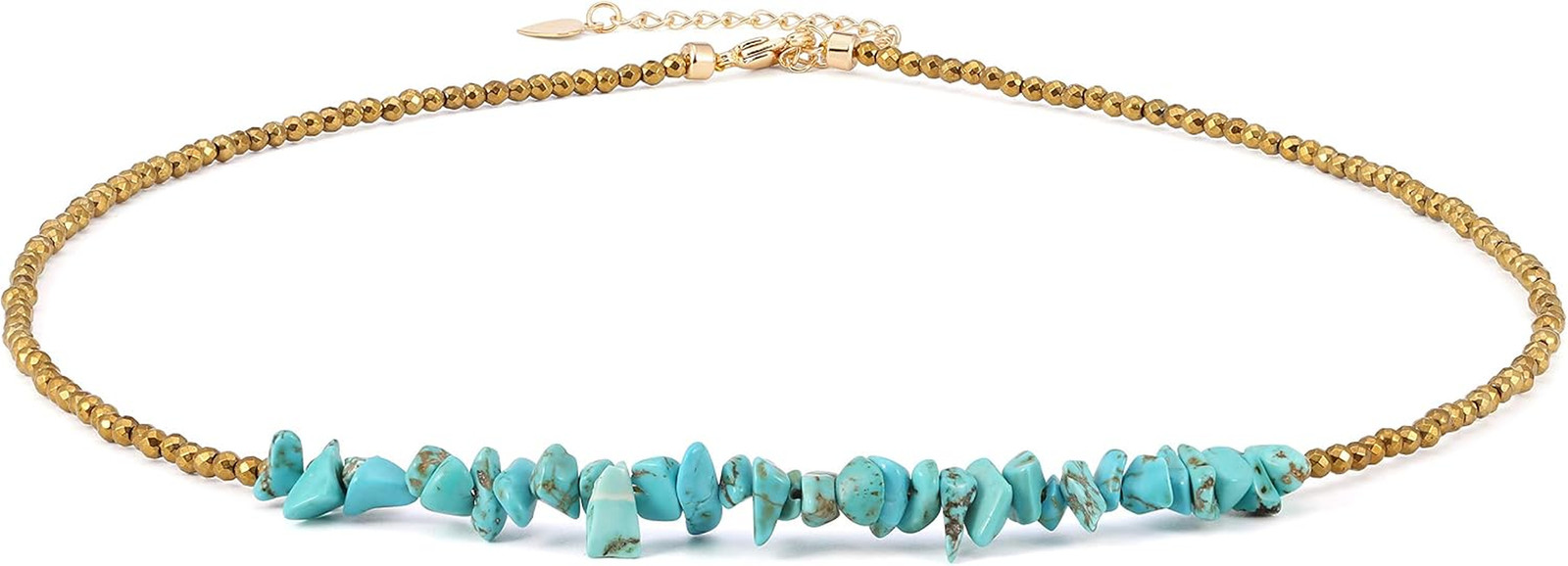 Aobei Pearl Gemstone Beaded Choker Necklace for Women Boho Turquoise/Cultured Fr