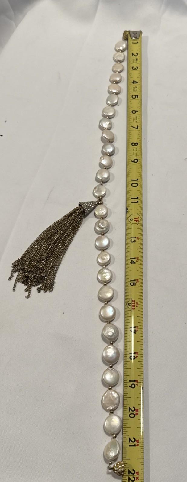 Freshwater Pearl Necklace With Cz Dangle 21” Magnetic Close Great Quality 4 Oz
