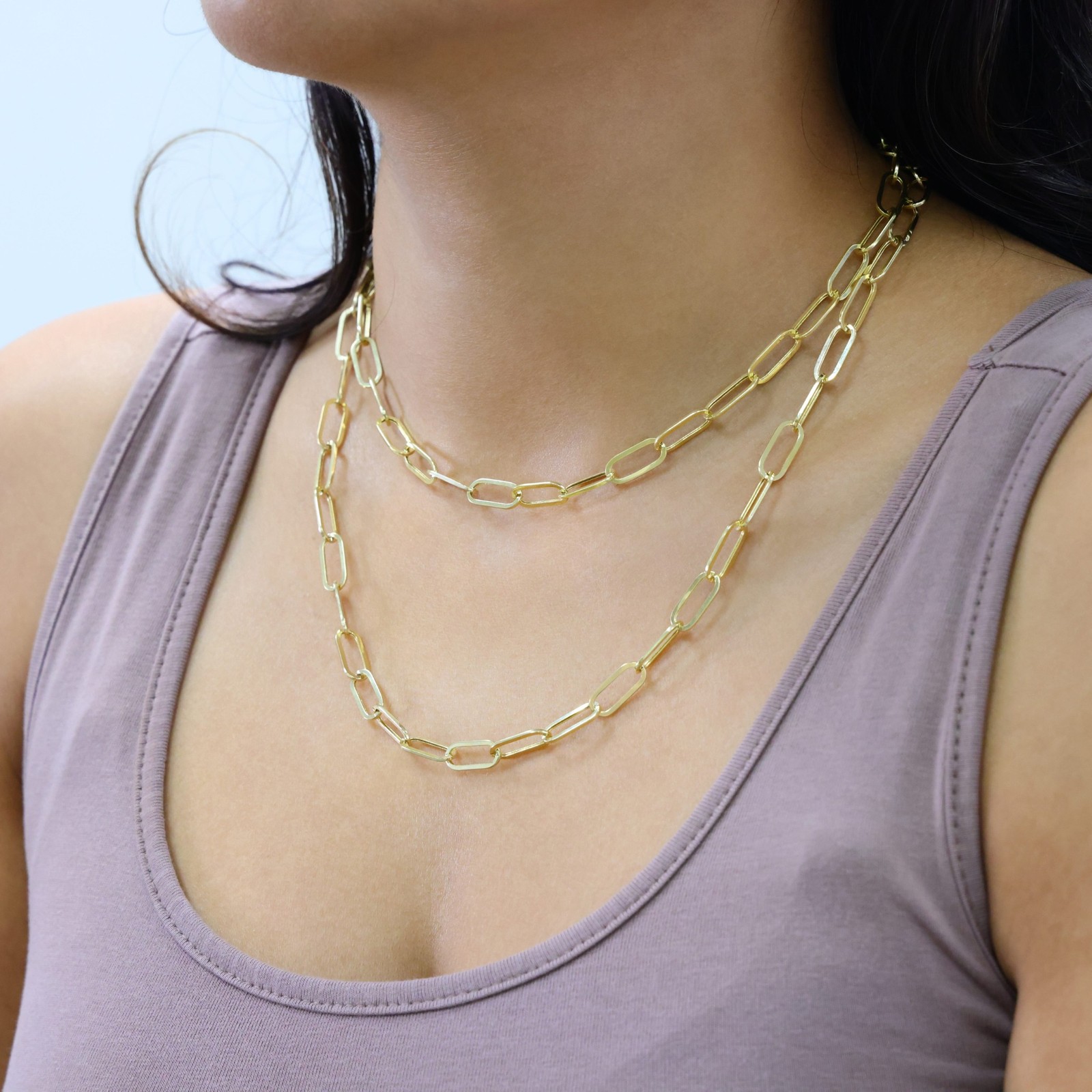 14k Yellow Gold 6mm Paperclip Chain Rolo Dainy Cable Link Necklace Men Women 20″