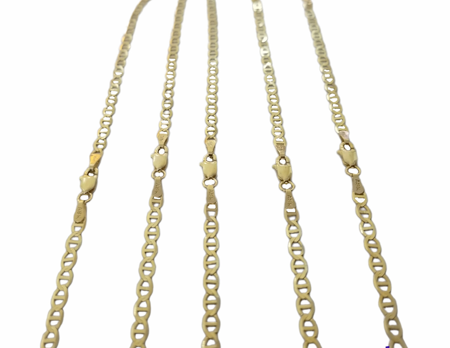 Real 10k Yellow Gold Mariner Anchor Link Chain 3mm Necklace 16 18 20 24 Inch