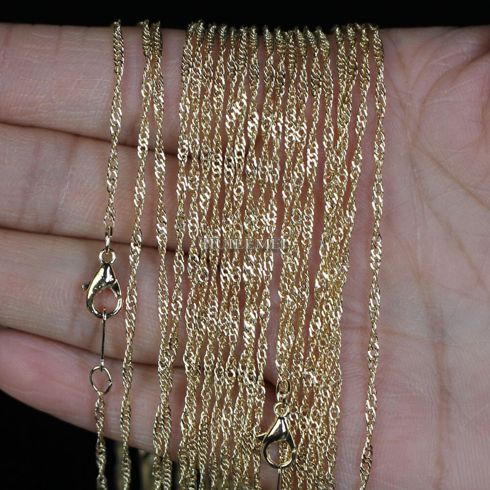 10pcs/lot Water Wave Chain Necklace Fashion Chains for Women 16″ 4 Colors Pick