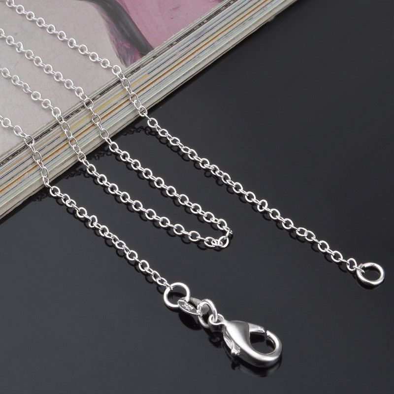 10pcs 1mm 925 Silver Plt “O” link Chain Necklaces 16″ 18″ 20″ 22″ 24″ Wholesale