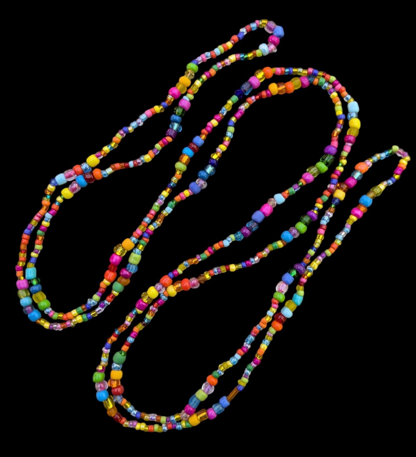Handmade Colorful Glass Seed Love Bead Hippie Boho Long Wrap Necklace 48″