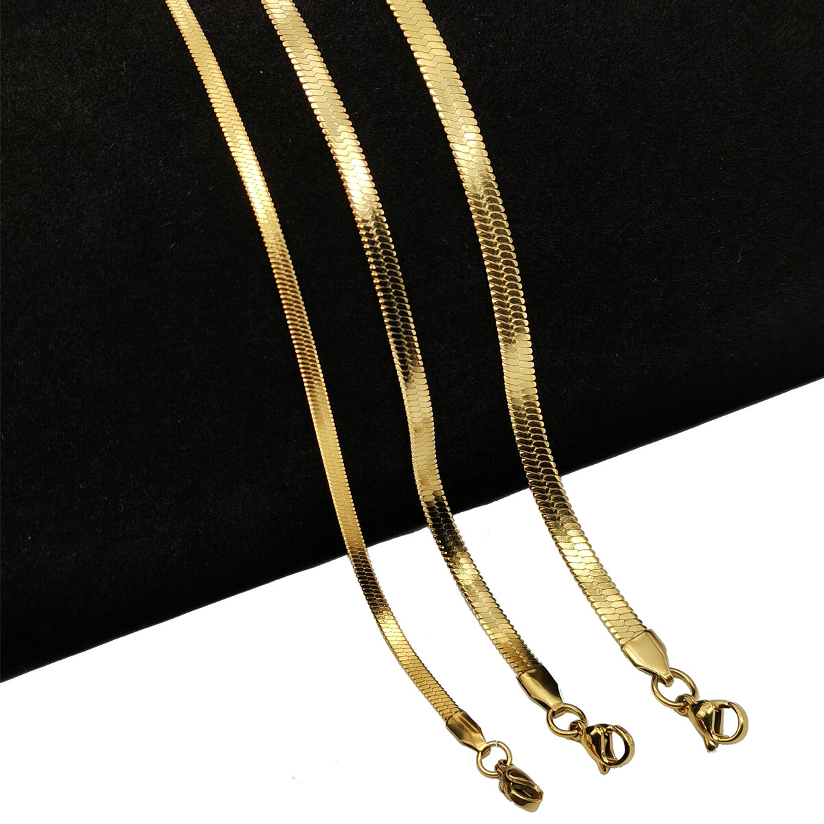 Unisex 18K Yellow/White/Rose Gold Filled Italian Flat Snake Chain Necklace B764