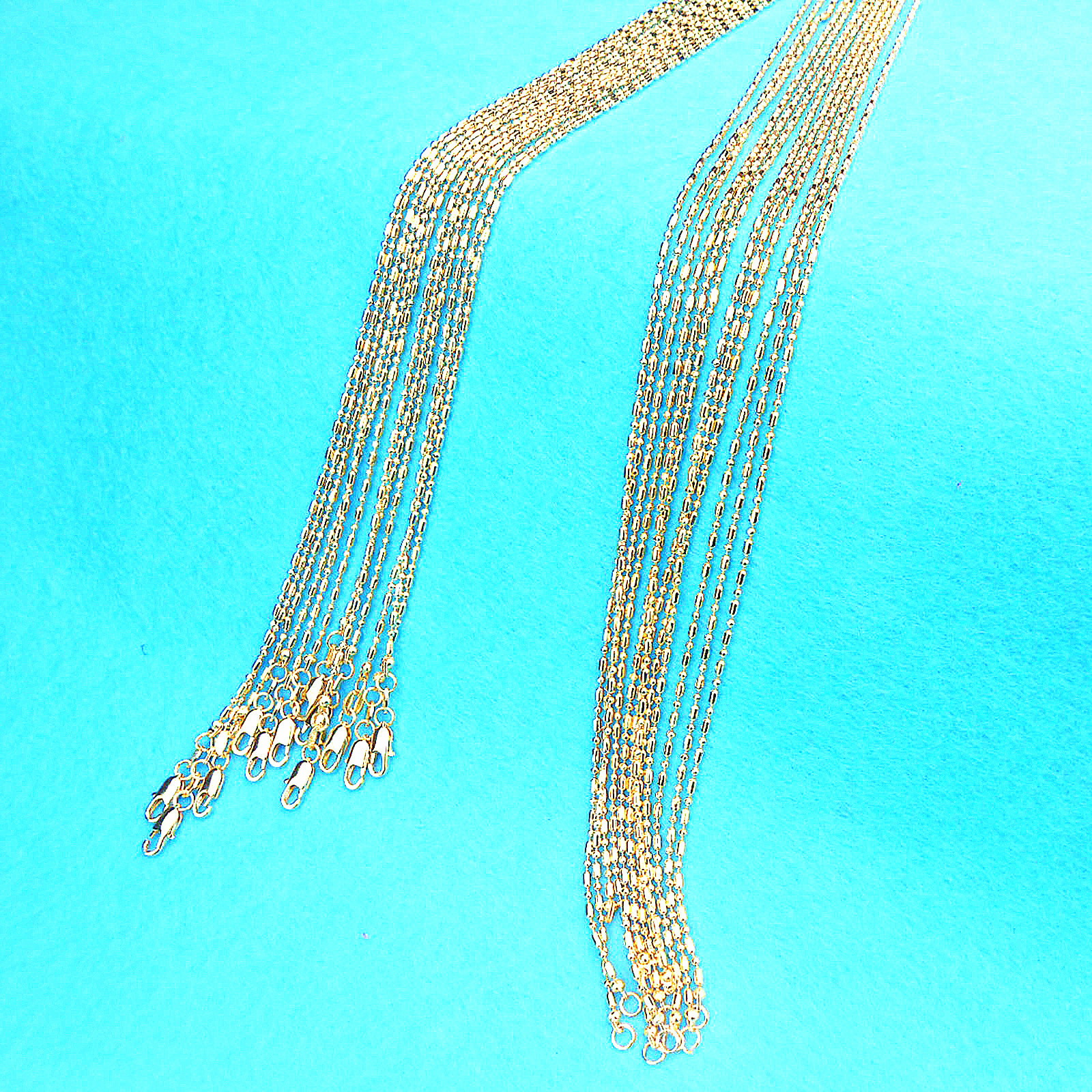 1PCS 16-30Inches Wholesale Jewelry 18K GOLD FILLED Column Ball Chains Necklaces