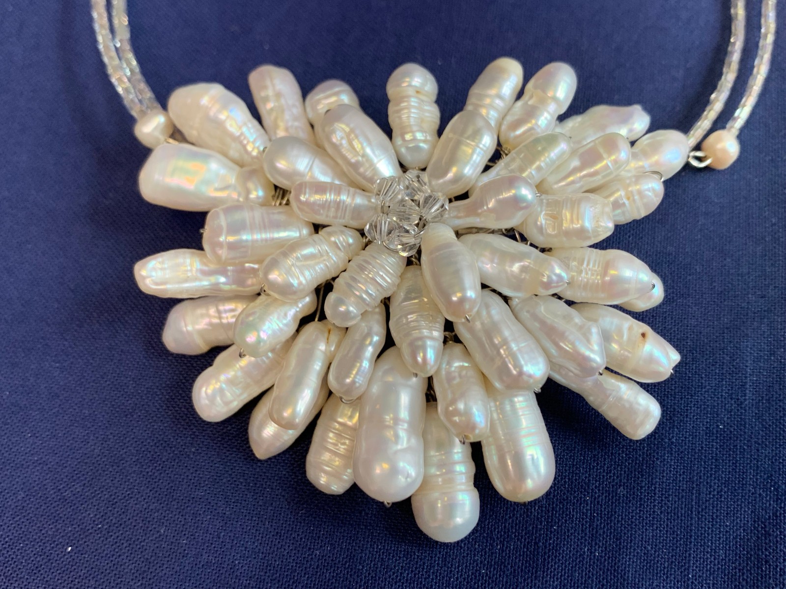 Pearl Cluster Choker 20″ Costume Jewelry Fresh Water Beaded Chain Necklace