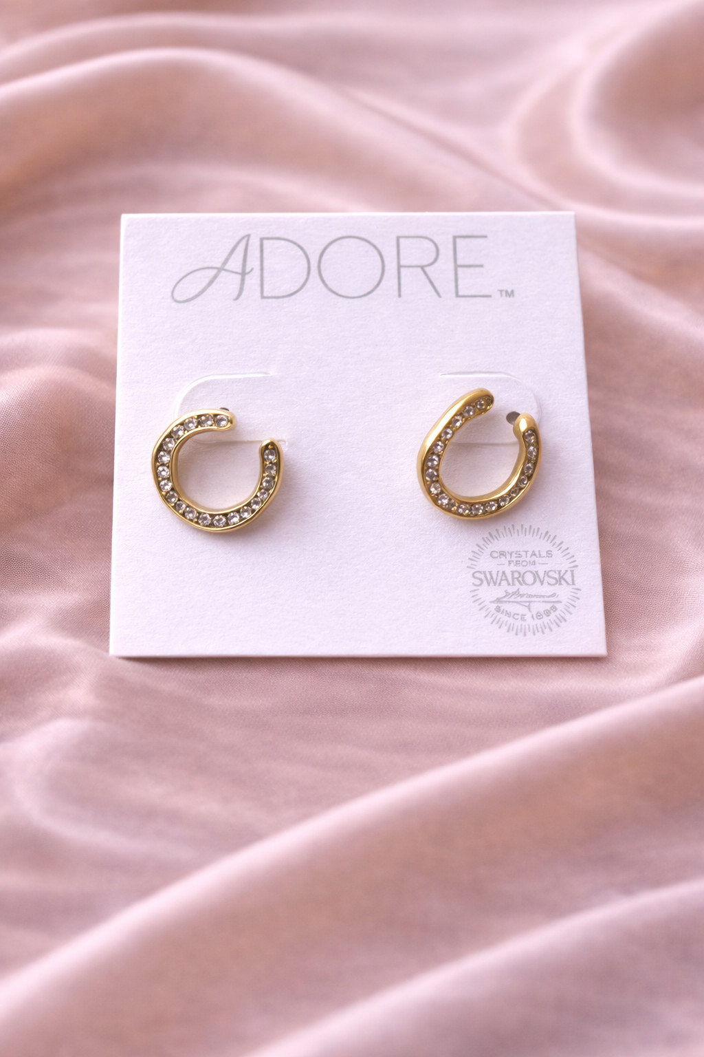 Gold Crystal Hoop Earrings | Minimalist Pavé Huggie Hoops | Elegant