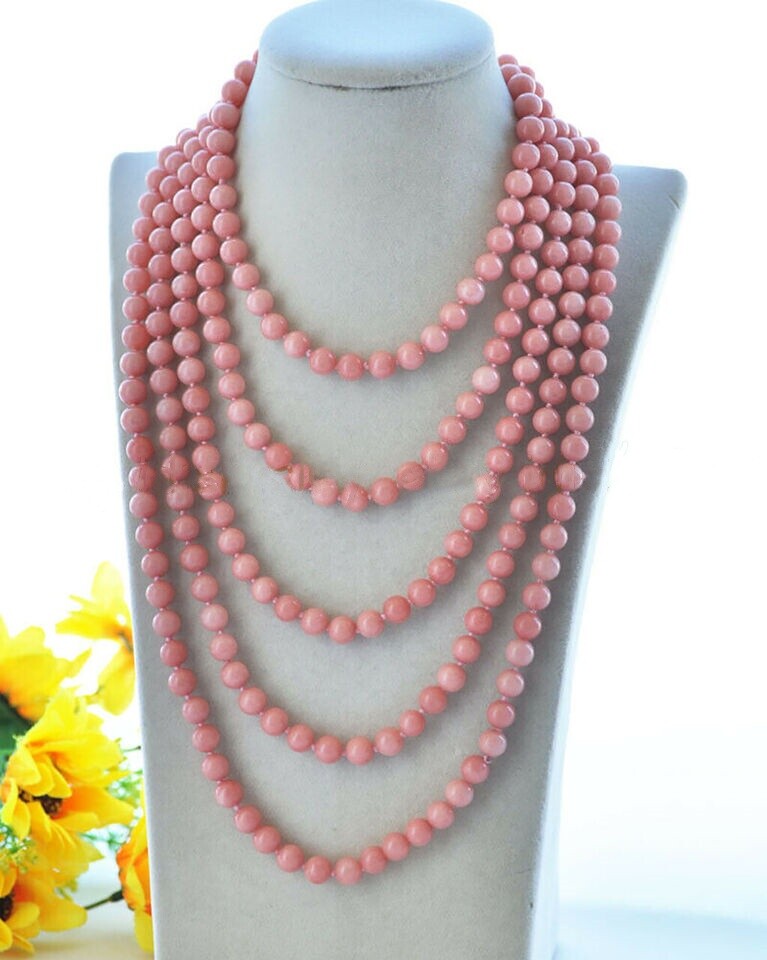 Long 16-100” 8mm Natural Pink Rhodochrosite Round Gems Beads Jewelry Necklace