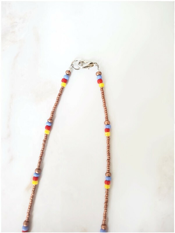 Copper Seed Bead Necklace 18 inch Unisex Necklace