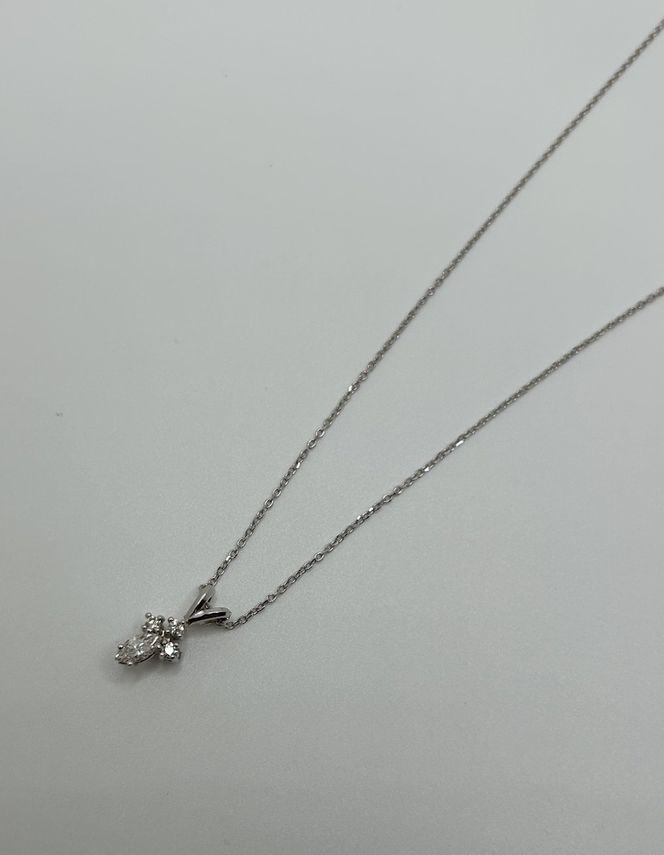 14k White Gold Necklace With Natural Diamonds 18 Inch Custom Authentic Piece