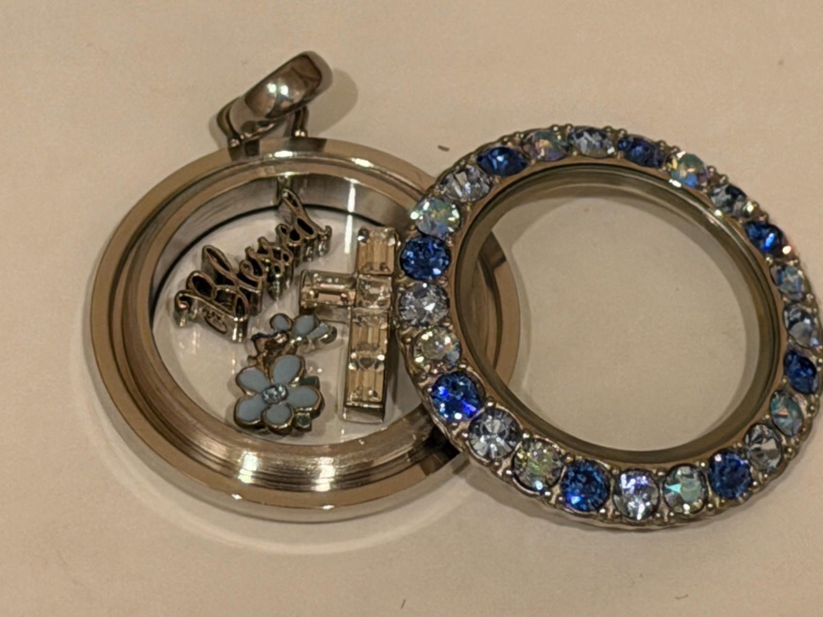 Origami Owl Medium Blue Crystal Locket
